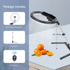 26CM Photography Lighting Phone Ringlight Tripod Stand Photo Led Selfie Remote Fill Ring Light Lamp Video Youtube Live COOK