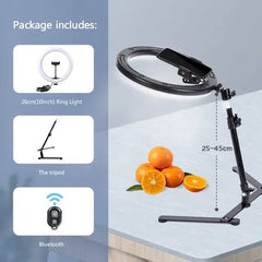 26CM Photography Lighting Phone Ringlight Tripod Stand Photo Led Selfie Remote Fill Ring Light Lamp Video Youtube Live COOK