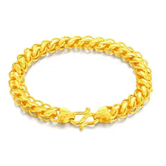 Gold shop with 9999 real gold men's bracelet 18K dragon row bracelet bracelet boss bracelet send dad watch chain