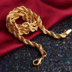 Gold Chain Necklace Hot Necklace Fashion Jewelry 18 K 6MM 50 cm 20Inch Men Chain Twist Necklace