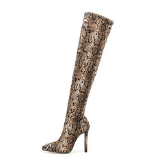 Python Snake Print Thigh HIgh Boots